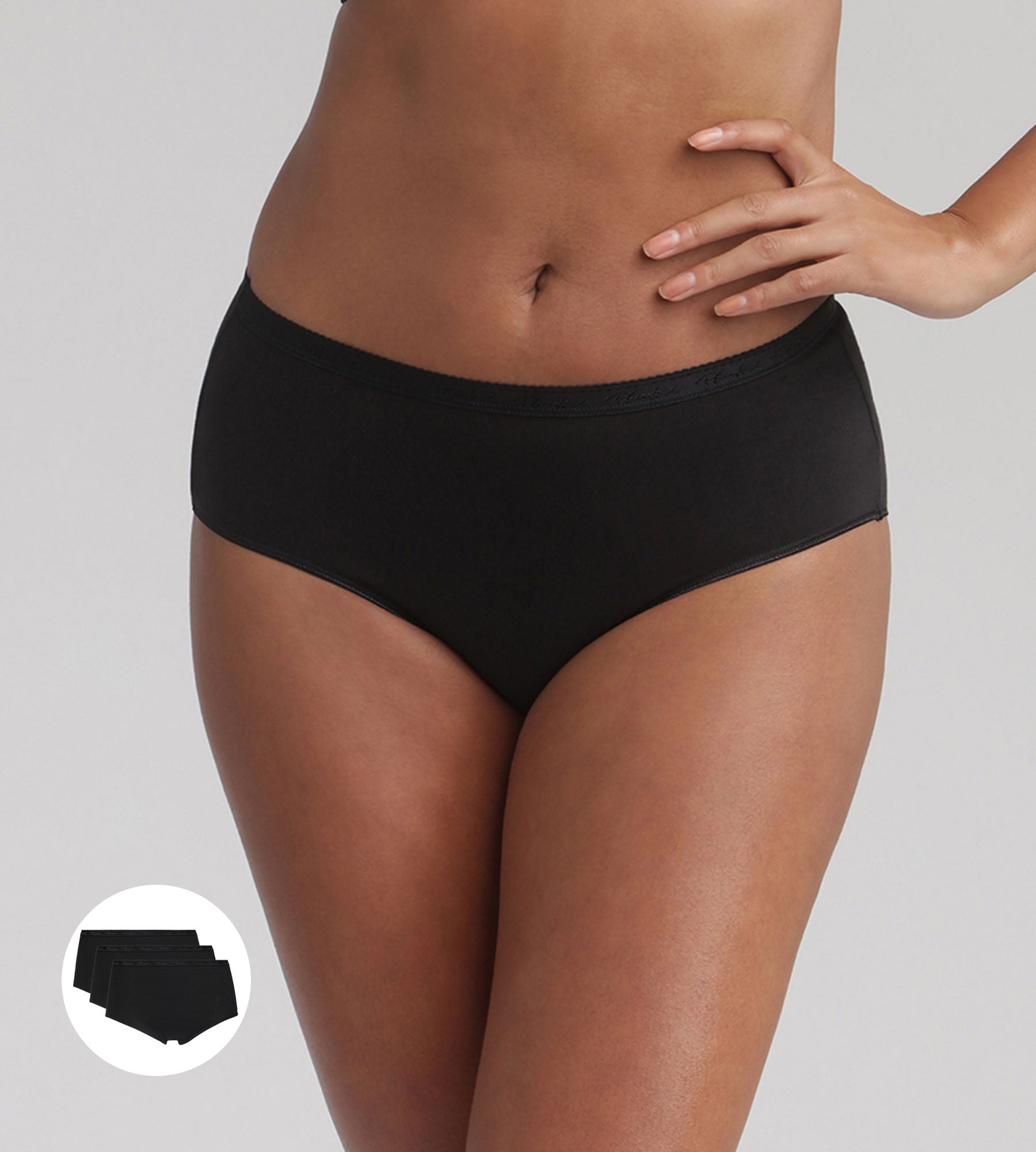 Playtex® Pacco da 3 slip midi neri Cotone Bio