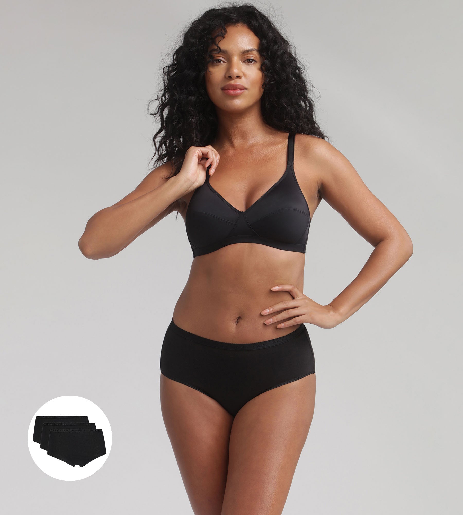 Playtex® Pacco da 3 slip midi neri Cotone Bio
