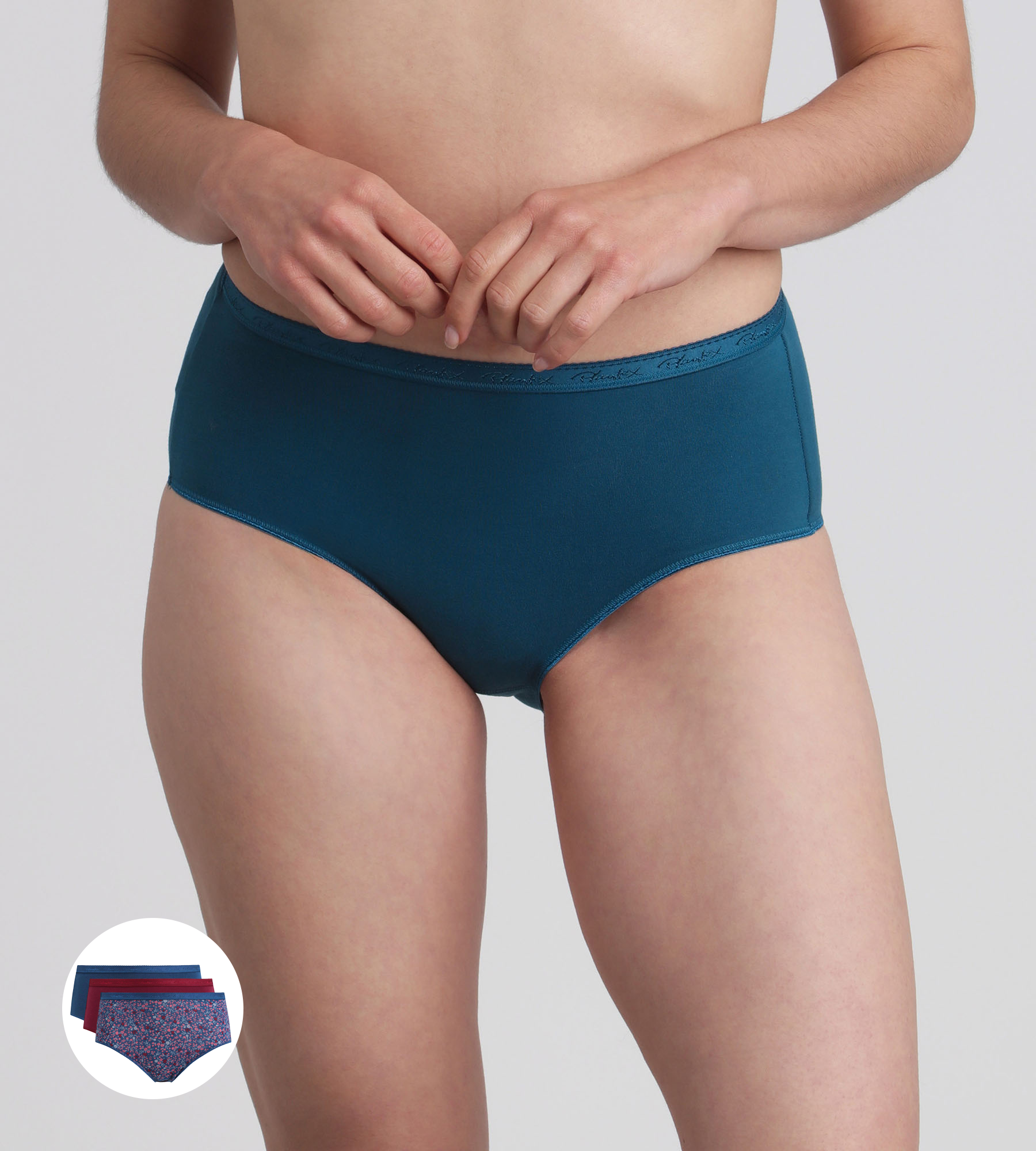 Playtex® Pacco di 3 slip rosso carminio, fantasia verde e verde pino Cotone Bio