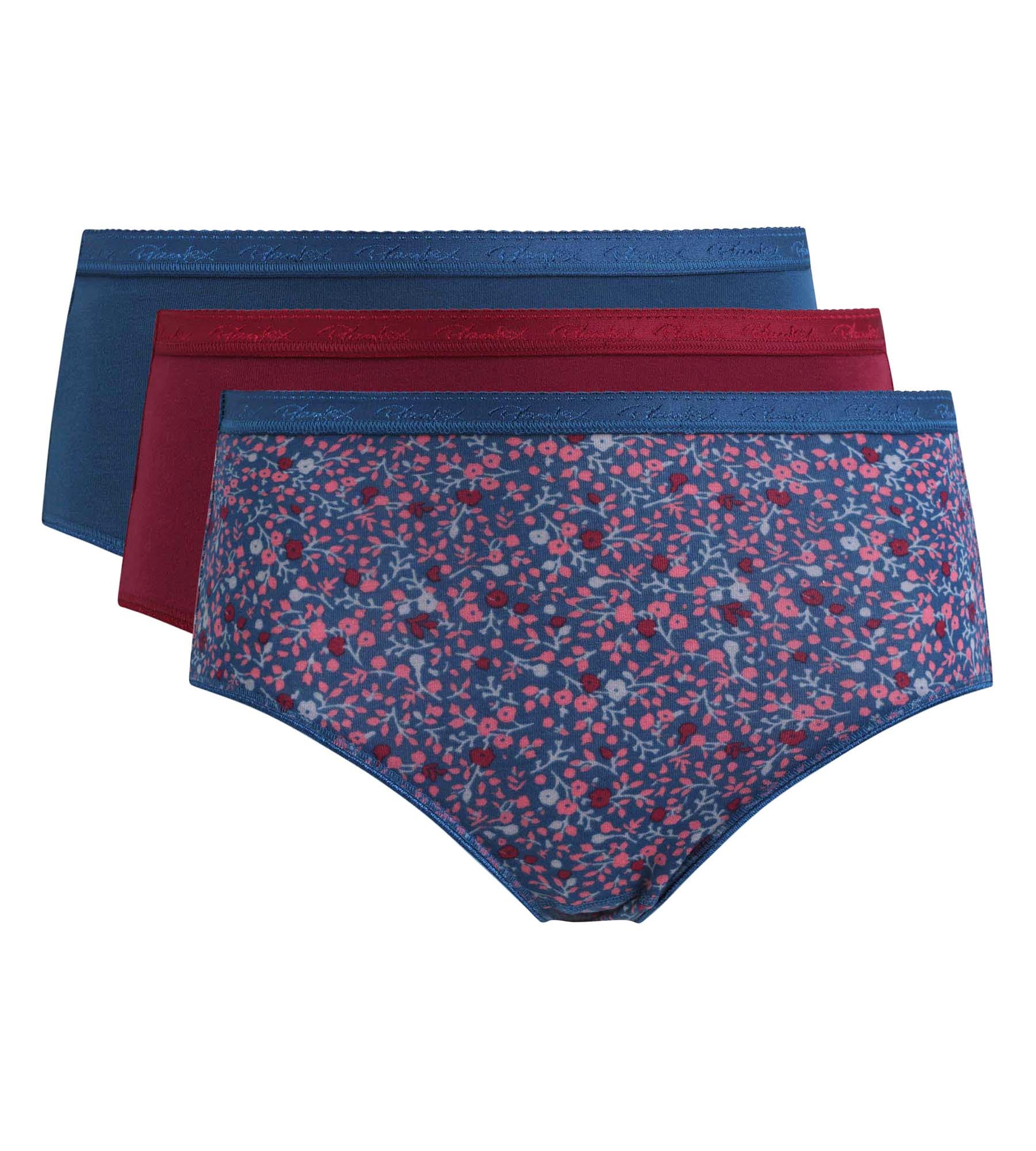 Playtex® Pacco di 3 slip rosso carminio, fantasia verde e verde pino Cotone Bio