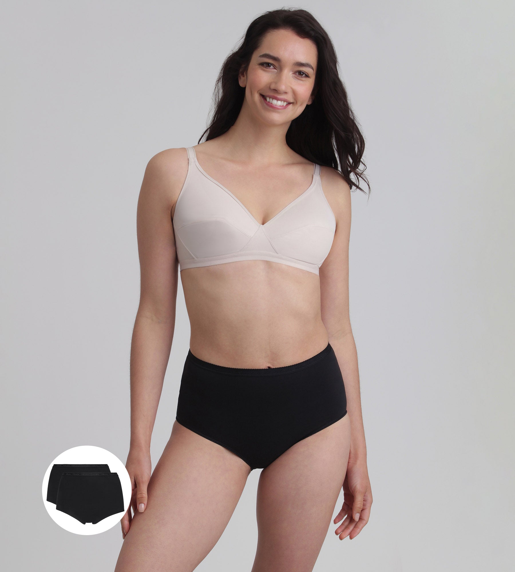 Playtex® Pacco da 2 slip vita alta neri Cotone Bio