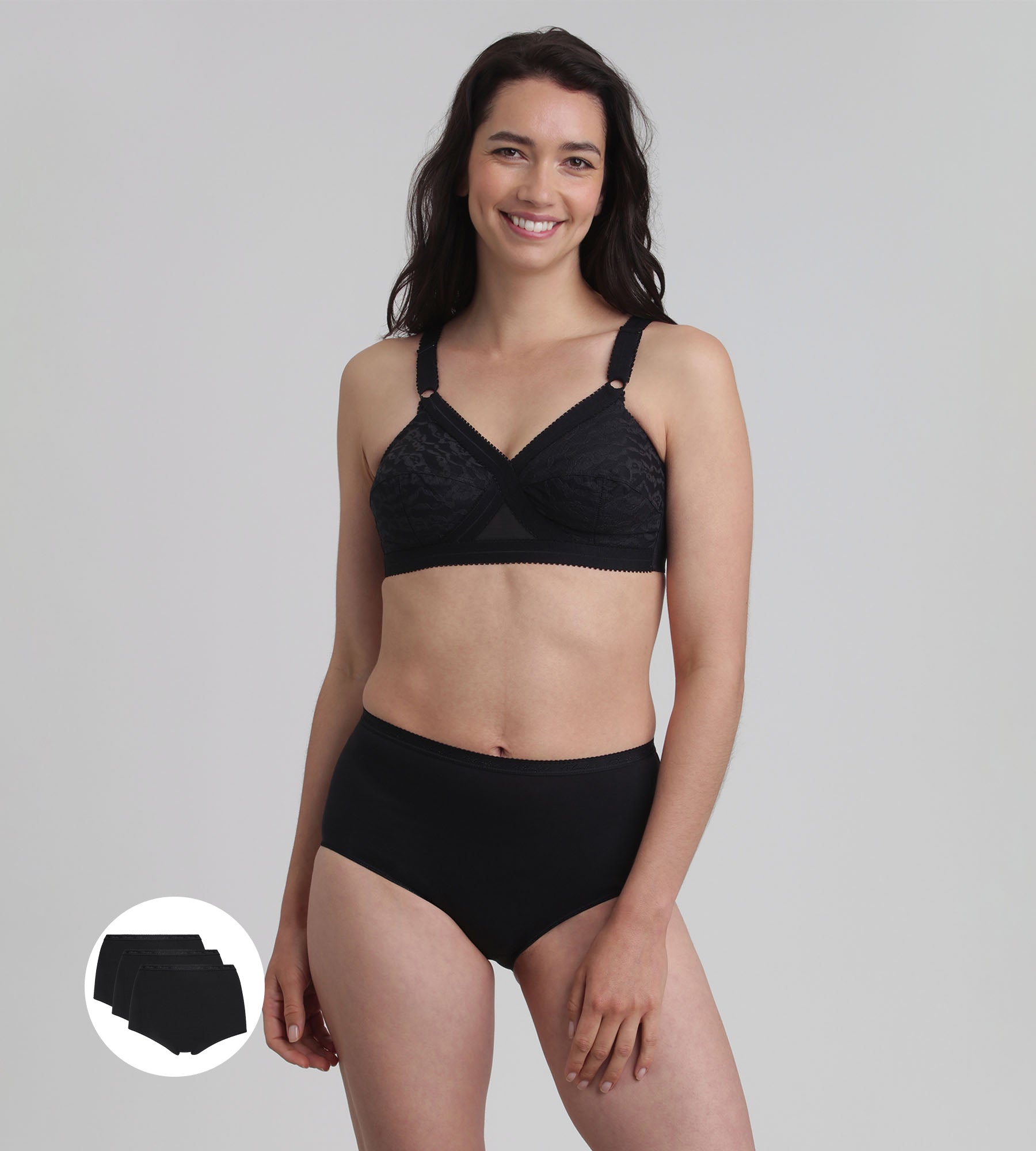 Playtex® Pacco da 3 slip maxi neri Cotone Bio