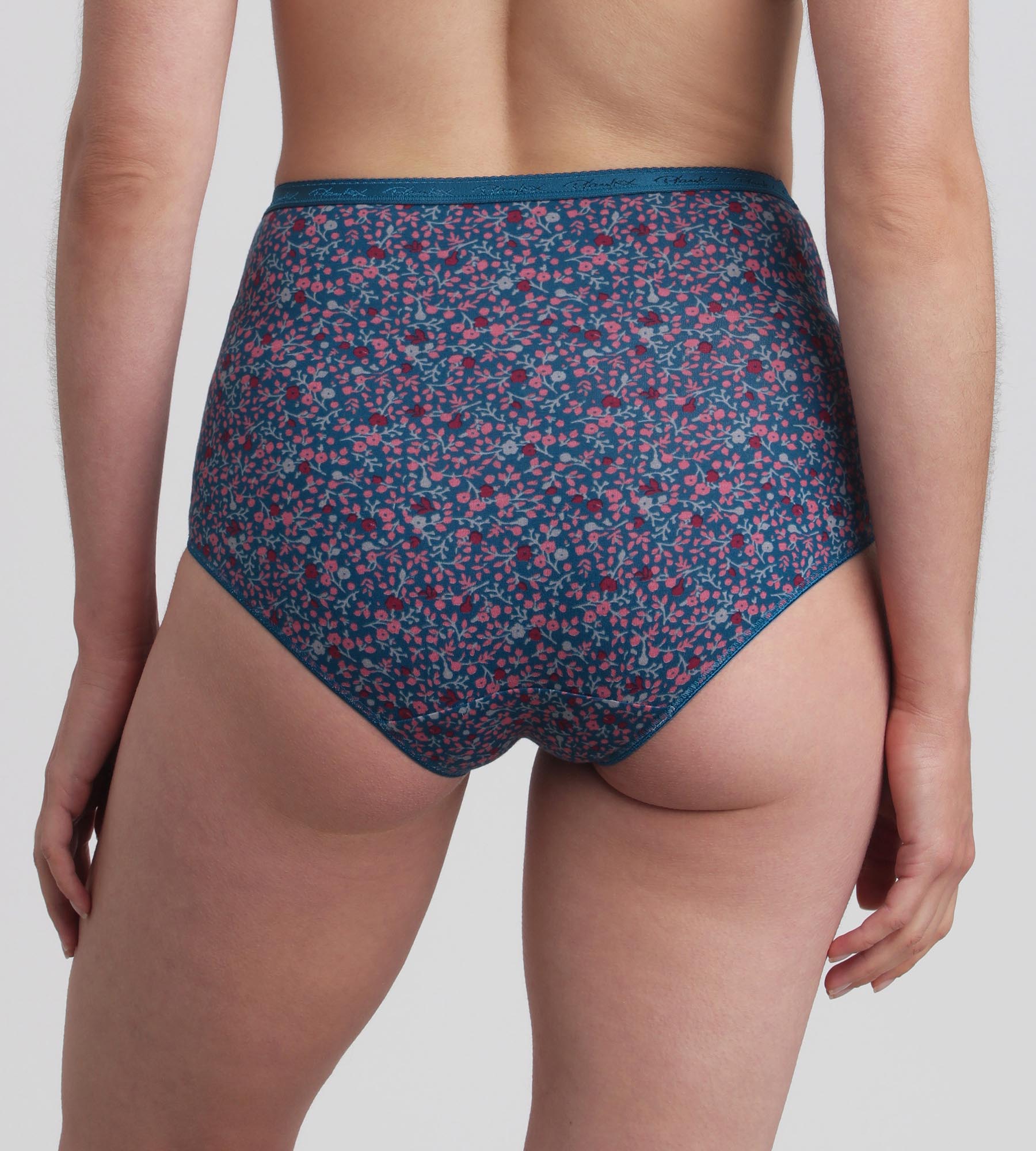 Playtex® Pacco di 3 slip vita alta rosso carminio, fantasia verde e verde pino Cotone Bio