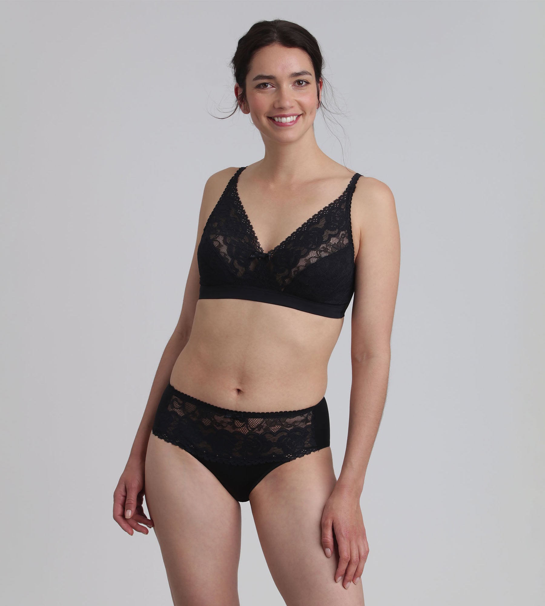 Playtex® Slip nero Flowery Lace Riciclato