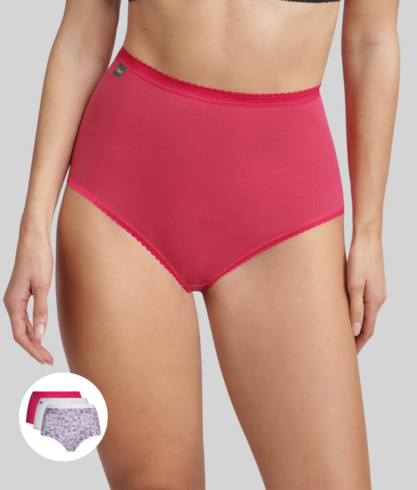 Playtex® Pacco di 3 slip a vita alta viola Cotone Stretch