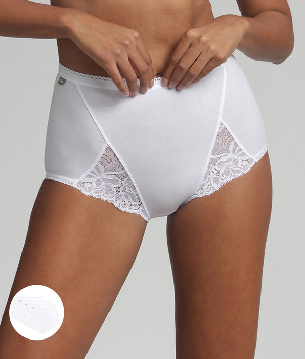 Playtex® Pacco da 3 slip vita alta bianchi Cotone e Pizzo
