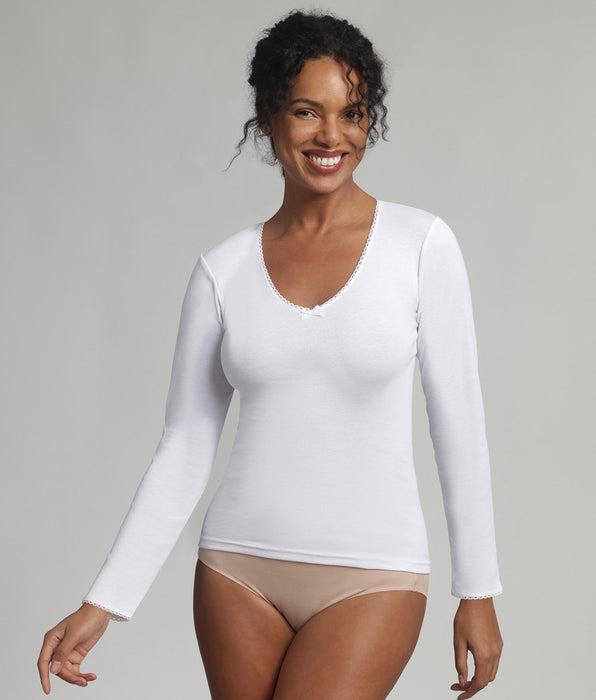 Playtex® Maglietta a maniche lunghe bianca Thermal Classic