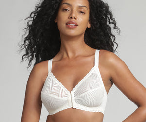 Reggiseno senza ferretto aperto davanti avorio Ideal Posture