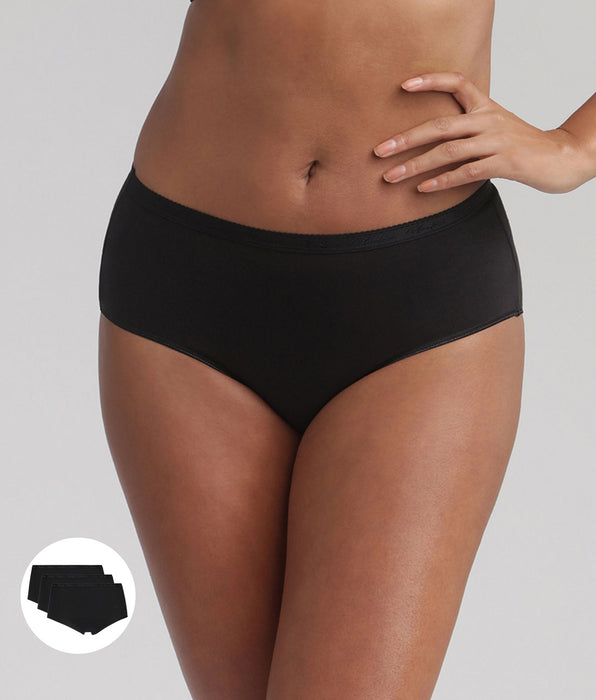 Playtex® Pacco da 3 slip midi neri Cotone Bio