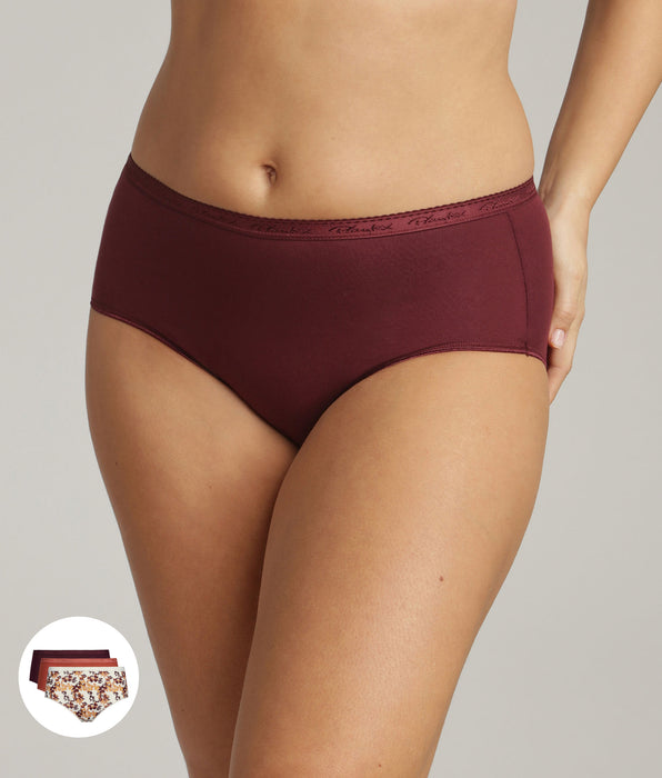 Playtex® Pacco da 3 slip geranio, stampado e cremisi Cotone Bio