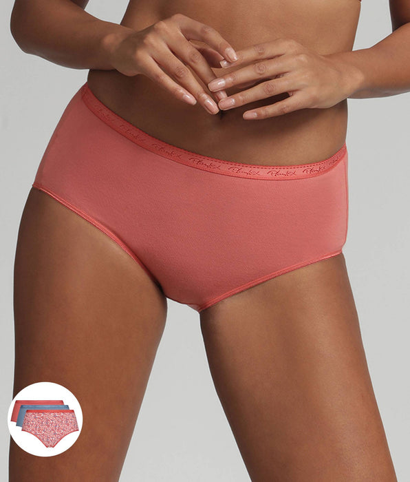 Playtex® Pacco da 3 slip blu oceano, rosa antico, stampato Cotone Bio