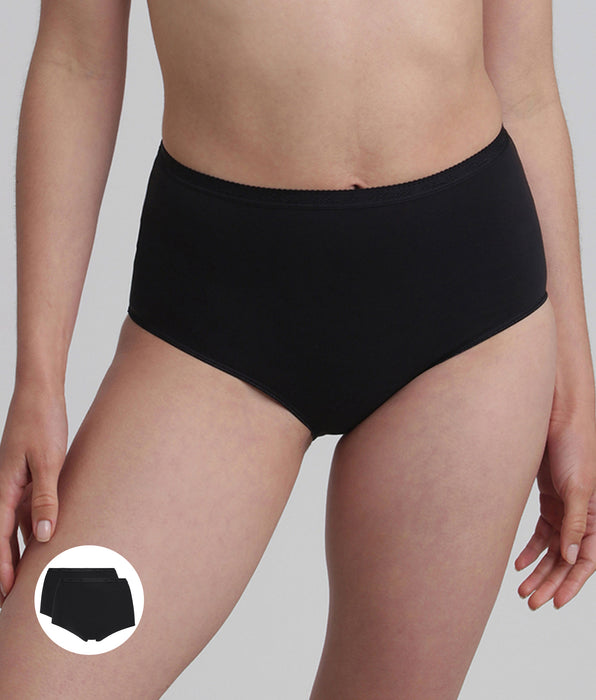 Playtex® Pacco da 2 slip vita alta neri Cotone Bio