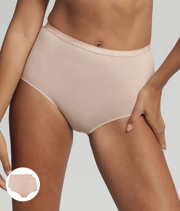 Playtex® Pacco da 2 slip vita alta beige Cotone Bio