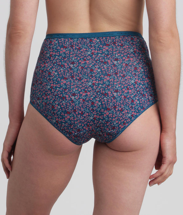 Playtex® Pacco di 3 slip vita alta rosso carminio, fantasia verde e verde pino Cotone Bio