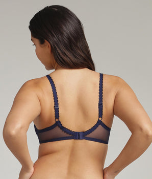 Reggiseno con ferretto blu floreale Flowery Lace Riciclato